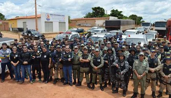 Policiais que participaram da operação conjunta na região da cidade de Uruçuí