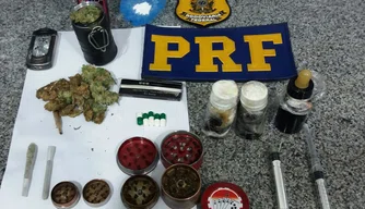 PRF apreende maconha, cocaína, canbidiol na BR 343 em Campo Maior.