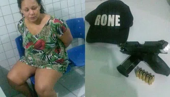 Mulher é presa no Matinha portando arma de fogo da Secretaria de Segurança.