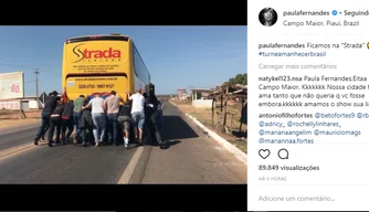 Equipe de Paula Fernandes em estrada de Campo Maior.