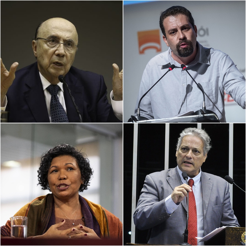Henrique Meirelles (MDB), Guilherme Boulos (PSOL), Vera Lúcia (PSTU) e João Goulart Filho (PPL).