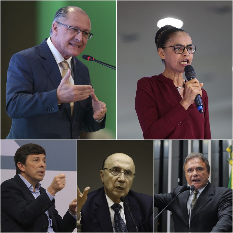 Geraldo Alckmin, Marina Silva, João Amoêdo, Henrique Meirelles e Álvaro Dias.