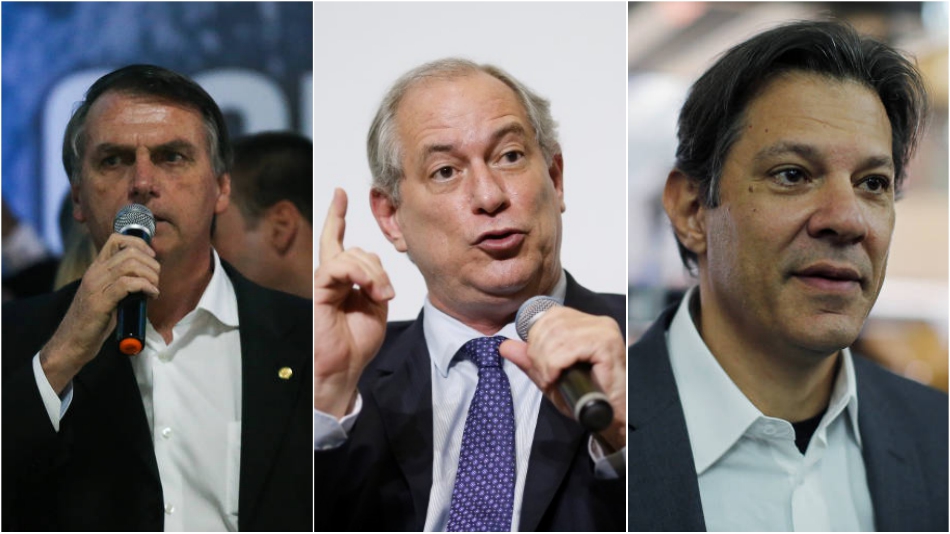 Jair Bolsonaro, Ciro Gomes e Fernando Haddad.