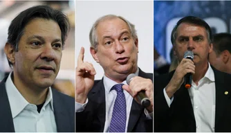 Fernando Haddad, Ciro Gomes e Jair Bolsonaro.