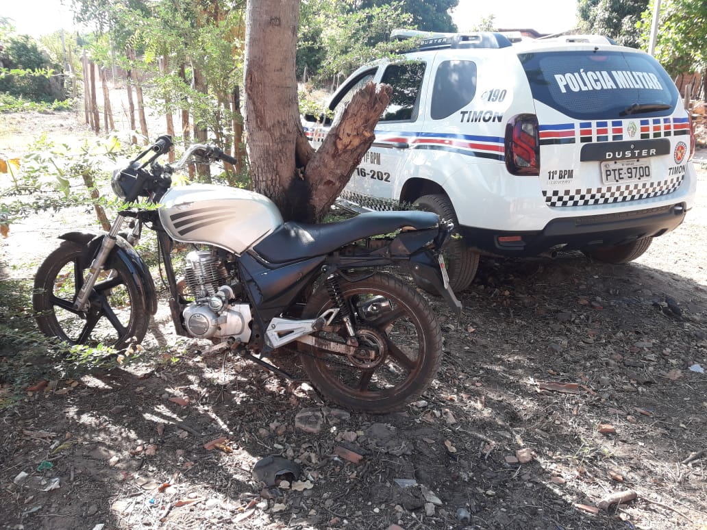 Motocicleta apreendida pela Polícia Militar do Maranhão.
