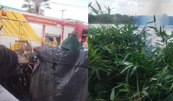 Corpo de Bombeiros combate incêndio em vegetação no Centro de Teresina