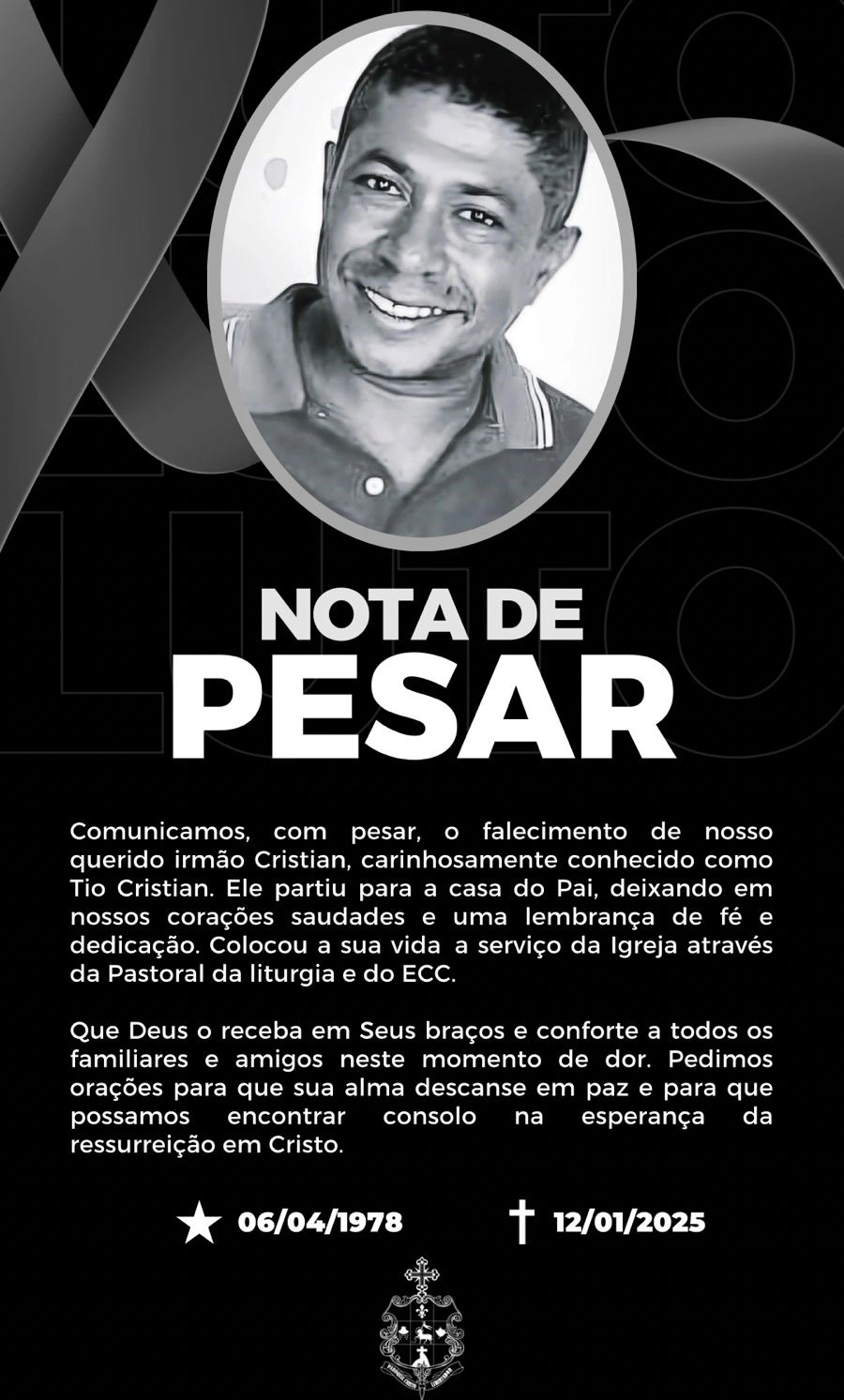 Nota de pesar emitida