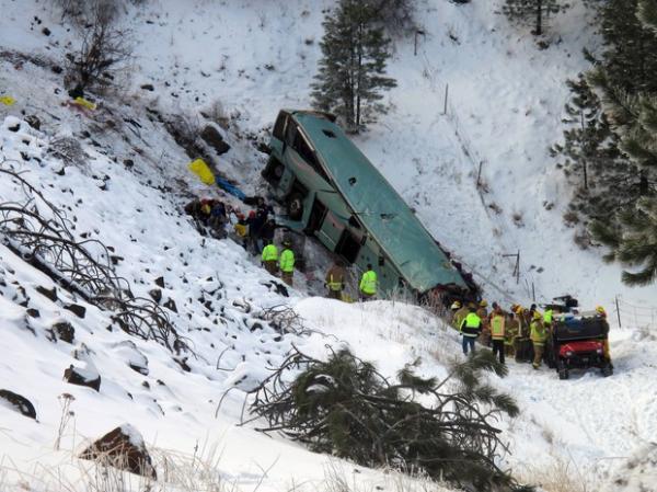 Nove pessoas morrem após ônibus cair em montanha nos EUA(Imagem:Reprodução)