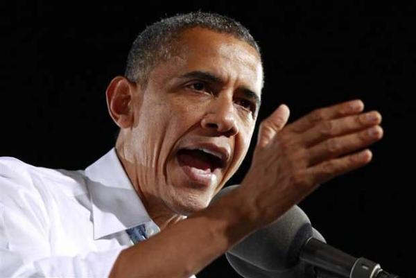 Presidente dos Estados Unidos Barack Obama discursa durante evento de campanha em Las Vegas no domingo (30), antes de se preparar para o debate em Denver, na quarta-feira (3)(Imagem:Reprodução)